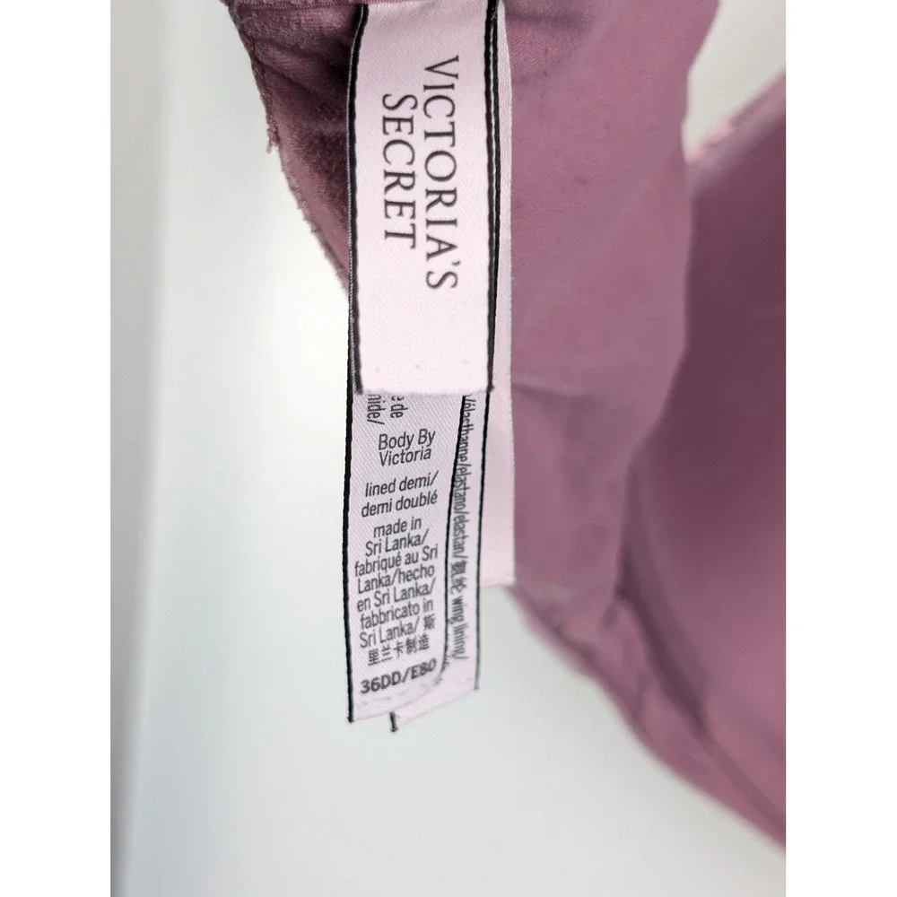 Victorias Secret Body by Victoria Lined Demi Bra 36DD Mauve Purple Floral Lace